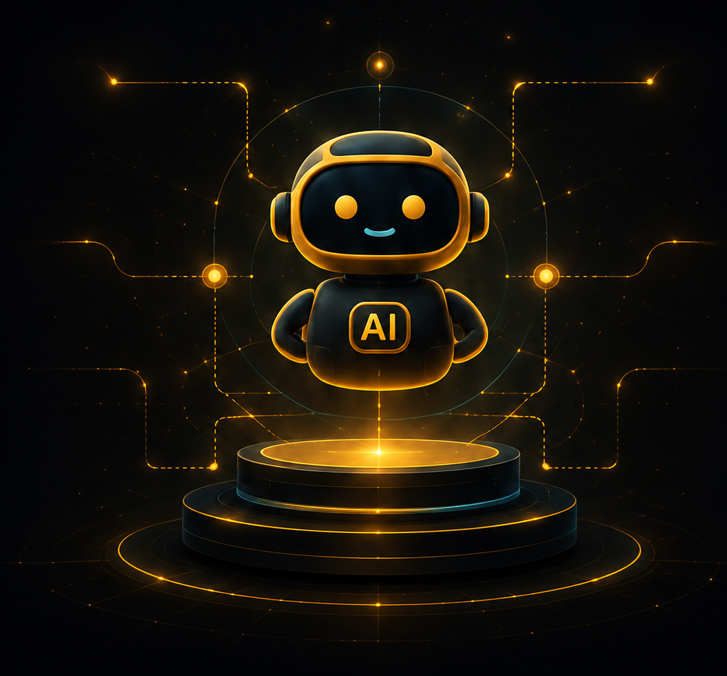 Friendly AI robot connected to automated workflows