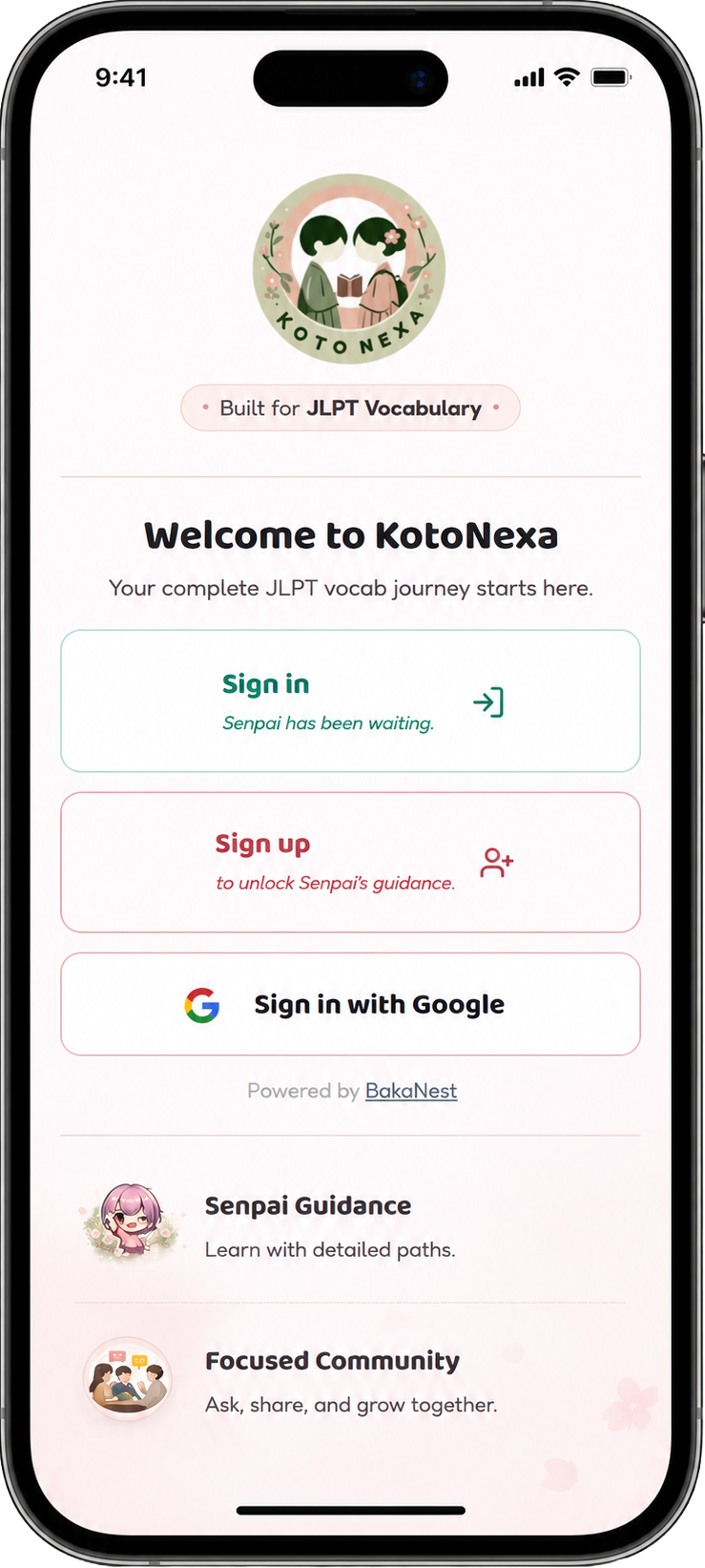 KotoNexa displayed on a mobile phone